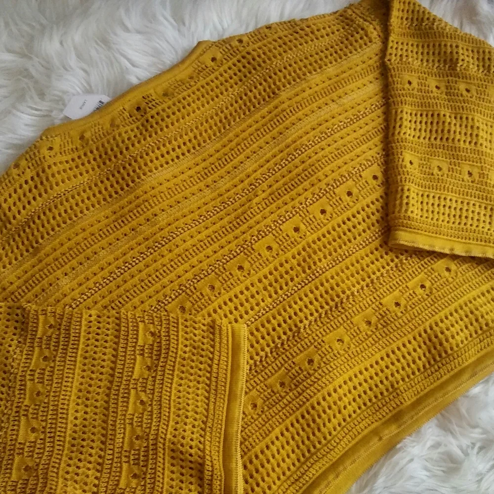 Cotton Emporium Pointelle Boat Neck Gold Sweater
